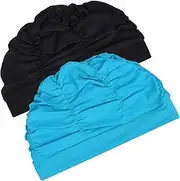 Bathing Cap for Women Men Stretchable Red Swim Cap Breathable Polyester Swim Hat Fit