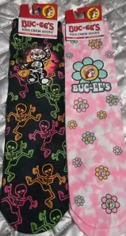 Buc-ee's Neon Skeletons /Daisy Kids Crew Socks Beaver