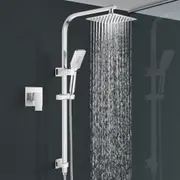 ACA WELS Square 8'' Ultrathin Rainfall Shower Head 3-MODE Handheld Set Gooseneck Arm Wall Rail Diverter Mixer Tap Chrome