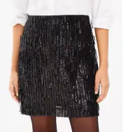 LOFT Black Sequin Fringe Shift Skirt Size 4