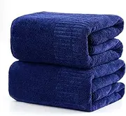 SEISSO Pack of 2 Bath Towel, Premium Bamboo Fibre Bath Sheets 90 x 160cm, Super Soft, Highly Absorbent and Quick Dry Bath Sheet, Use for Hotel, Spa, Bathroom, Sports Towels, Yoga Towel, Dark Blue