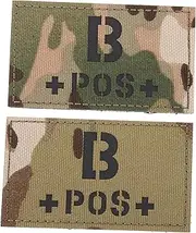 Gadpiparty 2Pcs Reflective Blood Type Patch Camouflage Design Hook and Loop Attachment for Easy Use Clothing Hats Bags Durable and Practical Emergency Identifier