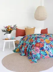 Kantha Quilt Indian Quilt Block Print Quilt Bedspread Bohemian Boho Cotton Throw Quilt Handmade Blanket Doona King Size 067