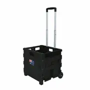 Grocery Basket Foldable Shopping Cart Trolley Pack & Roll Folding Crate Portable