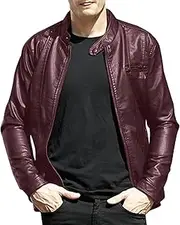 [Generic] Tall Men Ski Jacket Mens Autumn and Winter Fashion Casual Solid Color Zipper Pocket Leather Jacket Coat Big and Tall Coats for Men