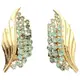 [二手] Christian Dior vintage克里斯汀·迪奧復古金色綠松石水鑽古董夾式耳環