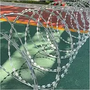 Razor Wire Barbed Wire Razor Ribbon Barbed Wire, Anti-Climbing Spiral Barbed Wire Coils, Outdoor Garden Helical Wire for Both Commercial Residential Use (Color : Silver-45cm/Double Spiral, Size : 10m