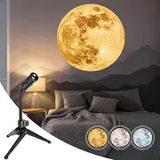 [BODLYL] Moon Lamp Projector Night Light,360 Degree Moon Projection Light USB Powered Lighting,Romantic Moon Atmosphere Projector for Moon Fantasy Lovers,Couples,Selfie,Bedroom Decor (3 Color Type)