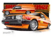 FORD XD SUNDOWNER PANEL VAN ORANGE A2 FRAMED PRINT (FT245)