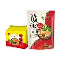 在飛比找PChome24h購物優惠-味丹 味味麵精燉肉燥麵(5入)+隨緣泰式酸辣湯底(800g)