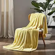 Throw Blanket 200 x 260 cm 100% Polyester Fluffy Blanket Bed Throw Support Customization for Sofas Large, Double Bed, Single, Double, King -, Yellow