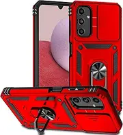 [Eabhulie] Galaxy A14 5G Case, Heavy Duty Protective Case with Ring Kickstand and Sliding Camera Cover for Samsung Galaxy A14 5G Red