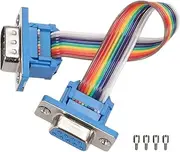 uxcell IDC Rainbow Wire Flat Ribbon Cable DB9 Male to DB9 Female 3.9 Inch Length 2.54mm Pitch Breadboard Jumper Wires for Electronic Projects