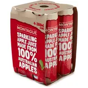 Montague Sparkling Apple Juice 300mL x 4 pack