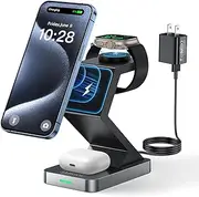 Magnetic Wireless Charging Station,3 in 1 Wireless Charger for iPhone 16 15 14 13 12 Pro/Max/Mini/Plus,Wireless Charger Stand for iWatch Ultra/SE/10/9/8/7/6/5/4/3/2,AirPods Wireless/Pro