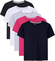 [Brix] Girls' Short Sleeve Tees - 4-Pack Crew Neck Jersey Comfort Soft Basic T-Shirts.