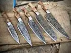 CUSTOM HANDMADE DAMASCUS STEEL KITCHEN CHEF KNIFE SET WITH ROLL BAG