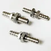 3/4/6/8/10/12/14/16/20mm Hose Barb OD 304 Stainless Steel Bulkhead Equal Pipe Fitting Connector(6mm)