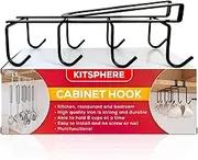 Kitsphere Mug & Utensil Holder Rack – Under Cabinet Hanging Organizer with 8 Hooks, No Drill or Adhesive, Kitchen Utensil Rack with Hooks, Fits Shelves Up to 1", Hanging Utensil Holder