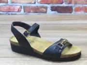 Women's NAOT Aubrey Sandal Hook & Loop Strap Soft Black Leather *4472-BA6