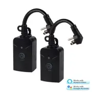 HBN 2 Pack Outdoor Smart Plug Wi-Fi Outlet Works with Alexa & Google Assistant