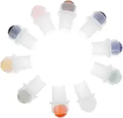 NOLITOY 10pcs Essential Oil Roller Ball Tops with Jade Stone Inserts Smooth Rolling Applicators for Precise Dispensing of Oils Perfumes Easy Assembly Reusable for Home Office Spa Use