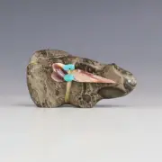 NATIVE AMERICAN ZUNI PURISIMA MOUNTAIN LION FETISH BY LELAND BOONE & DAPHNE QUAM