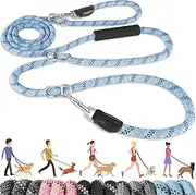 Lukovee Hands Free Dog Leash, 10FT Adjustable Training Lead 1/2 Inch Nylon Heavy Duty Lead No Pull for Large Medium Dogs, Tangle Free Reflective Waist-Leash for Walking Running, Blue