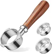 Suesacy 3 Ears Bottomless Porta Filter with Two Powder Trays, Stainless Steel Sieve Tools 1Set