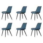 Familand Dinging Chairs Set of 6 Padded Seat Kitchen Living Room Chair Leather in Navy