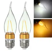 E27 E14 E12 B22 B15 2W LED Filament Edison Plastic&amp;Aluminum Pure White Warm White Light Bulb AC220V E12 WARM WHITE