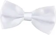 [TINEASUR] Gentleman Bow Ties Men's Polyester Silk Bow Tie in Solid White for Wedding Date Celebrations