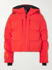 [Aztech Mountain] Aztech Mountain - Super Nuke Hooded Quilted Paneled Down Ski Jacket - Red - IT38 IT 38 Red