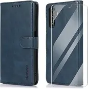 ARRYNN Case for Samsung Galaxy A14 4G / 5G + Screen Protector, Mobile Phone Case for Samsung Galaxy A14 4G / 5G - Blue