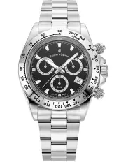[Jacques Du Manoir] Swiss Phoenix Chrono 40mm 100m Stainless Steel Strap Watch in Black/Silver