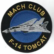 4" NAVY F-14 TOMCAT MACH CLUB ROUND MILITARY EMBROIDERED JACKET PATCH