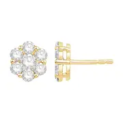 Flower Stud Earrings with 1.50ct of Laboratory Grown Diamonds in 9kt Yellow Gold