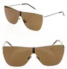 SAINT LAURENT MASK YSL SL1 003 Silver Brown Unisex Shield Angular Sunglasses