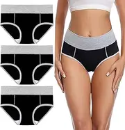 [UILYNIU] Pack of 3 Women's Underpants, Cotton Briefs, Comfortable Lingerie, Women's Panties, Bikini, Stretch Panties, Breathable Panties, Soft, Hipster Women's Panties, Underwear (Black)