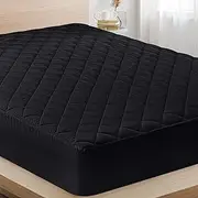 Utopia Bedding Quilted Fitted Mattress Pad (King, Black) - Elastic Fitted Mattress Protector - Mattress Cover Stretches up to 16 Inches Deep - Machine Washable Mattress Topper