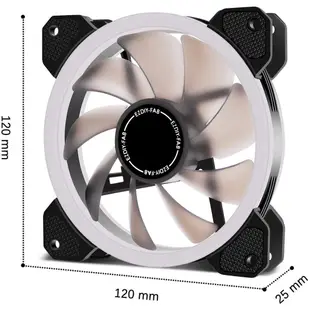 EZDIY-FAB新型雙光圈風扇 12CM散熱風扇 ARGB 5V機箱風扇 附風扇集線器和控制器-5顆裝