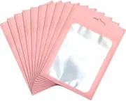 [Generic] Ozchillon 100 Pieces Resealable Mylar Bags with Zipper lock and Clear Window Bags Packaging Bags Foil Pouch Zip lock Bags for Food Self Sealing Storage Jewellery Parts Supplies (Pink, 6x10cm)