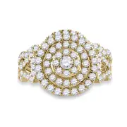 14k Yellow Gold Round Diamond Bridal Wedding Ring Set 1-1/3 Cttw