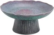 Decorative Bowls Fruit Bowl Countertop Fruit Basket Ceramic Fruit Plate Creative Lotus Shape Fruit Bowl Drainable High Foot Snack Bowl Retro Dessert Basket Fruit Bowl for Kitchen Counter