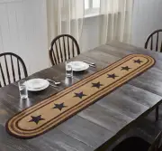 Table Runner Potomac Jute Country 13x72 Oval Stars Braided Kitchen VHC Brands