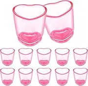 ZZYFGH 12 Pack Pink Shot Glass Set,Heart Shaped Shot Glasses Set 1.5 oz Plastic Shot Glass with Heavy Base, Shot Glasses for Whiskey, Tequila, Spirits & Liquors Valentine's Day, Bachelor Party