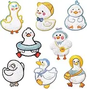 KUMGROT 8pcs Cute Ducks Patches Cute Iron On Patches Colorful Jean Jacket Patch Fabric Stickers Patch for DIY Craft Hat Clothes Dress Jeans