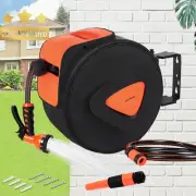 20M Retractable Garden Hose Reel, Wall Mounted, 9-Function, Auto-Rewind, 180°