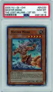 PSA 10 Master Monk // 2005 Yugioh The lost millennium 1st Edition #EN020