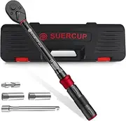 SUERCUP 3/8-Inch Drive Click Torque Wrench 5 PCS Set, 5-45 Ft-Lb/6.8-61 NmTorque Wrench，Dual-Direction Adjustable 72 Tooth Click Torque Wrench Maintenance Kit